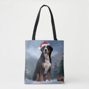 Tote Bag Grand Chien suisse de montagne à Noël de neige
