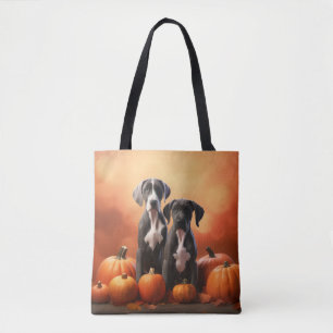 Tote Bag Grand Chiot Danse Automne Délice Citrouille