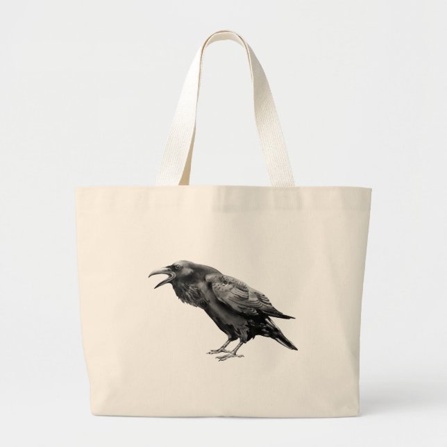 Tote Bag Grand corbeau noir ou corbeau Halloween gothique É (Devant)