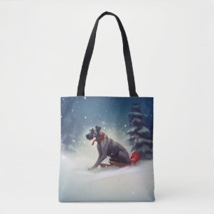 Tote Bag Grand Dane Noël hiver neige