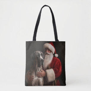 Tote Bag Grand Danois avec le Père Noël Noël Festif