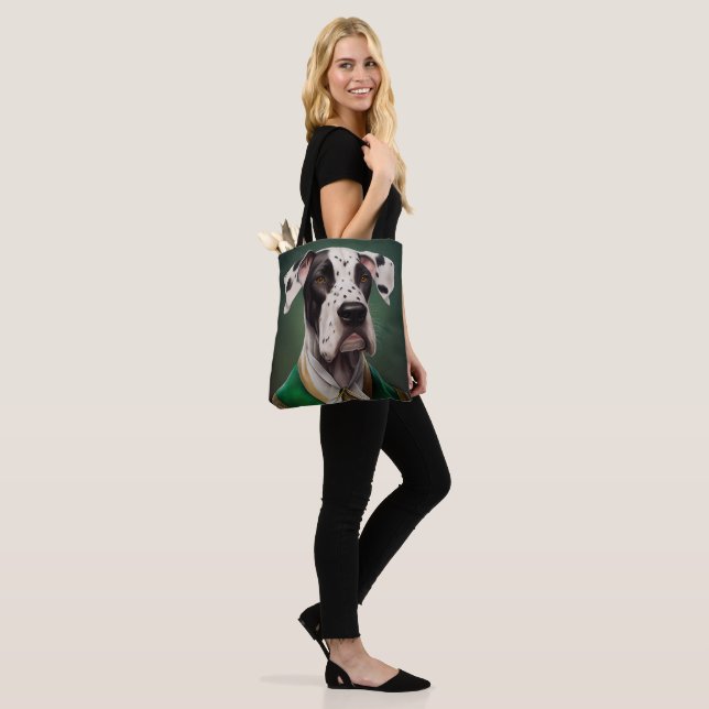 Tote Bag Grand Danois en robe de la Saint-Patrick (Sur le modèle)