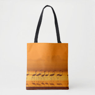 Tote Bag Grand Flamant rose (Phoenicopterus roseus) marche