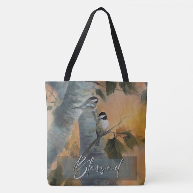 Tote Bag Grand fourre-tout au poulet béni (art original) (Devant)