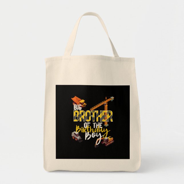 Tote Bag Grand Frère De L'Anniversaire Boy Constructeur (Devant)