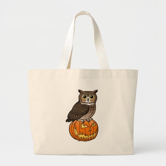 Tote Bag Grand hibou à cornes de Halloween (Devant)