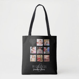 Tote Bag Grand-mère aime sa famille arbre photo collage Cad