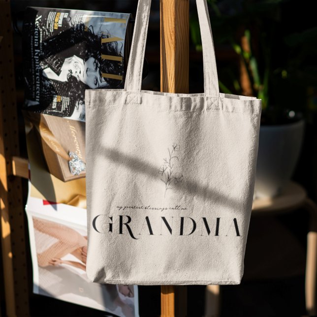 Tote Bag Grand-mère | Chic Boho Lettering & Floral (Créateur téléchargé)