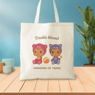 Tote Bag Grand-mère de jumeaux bébé chat ours combinaison