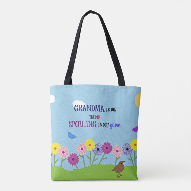 Tote Bag Grand-mère est mon nom. Spoiling est mon jeu. (Dos)