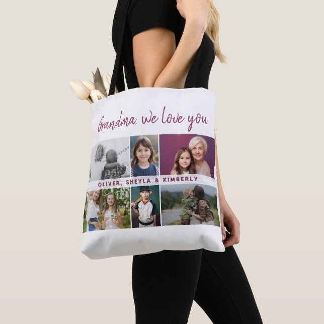 Tote Bag Grand-mère nous vous aimons Petits-enfants 6 Photo (De près)