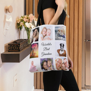 Tote Bag Grand-mère photo collage blanc