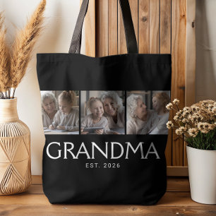 Tote Bag Grand-mère Typographie Noir 3 Photo