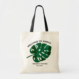 Tote Bag Grand Monstera Feuille Destination Mariage Bienven