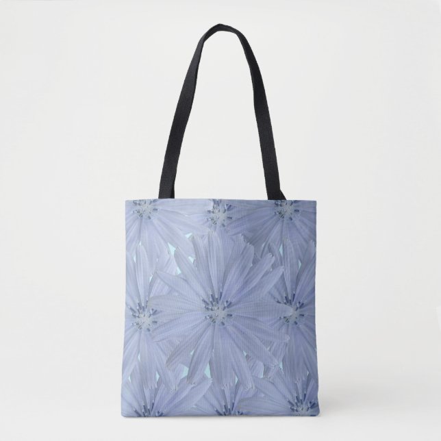 Tote Bag grand Motif de fleurs bleu clair (Devant)