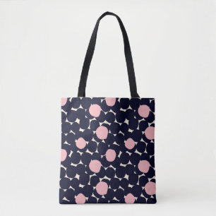 Tote Bag Grand motif de point bleu et rose