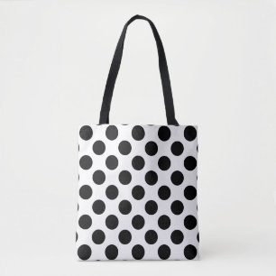 Tote Bag Grand motif de pois noir