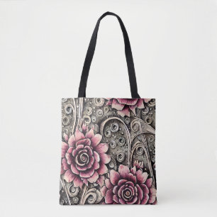 Tote Bag Grand Motif gothique Vintage rose