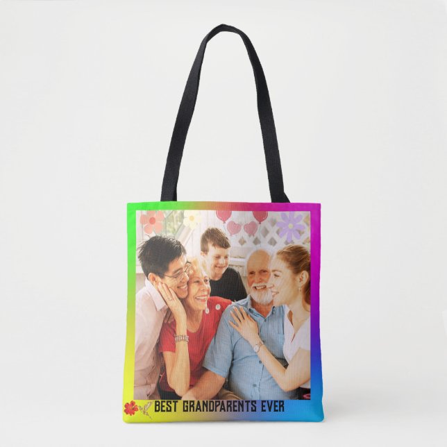 Tote Bag Grand-parents Élégants Grand-enfants Famille Cadea (Devant)