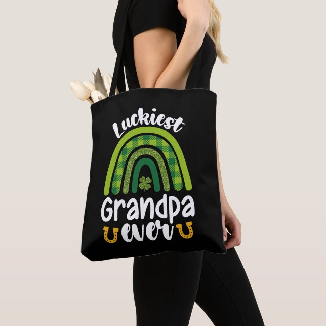 Tote Bag Grand-père le plus chanceux jamais famille St Patr (De près)