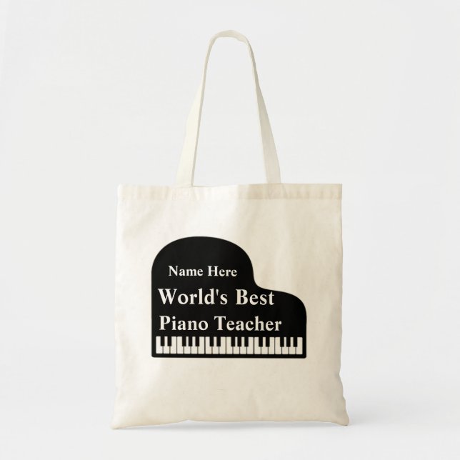 Tote Bag Grand Piano meilleur professeur de piano du monde (Devant)
