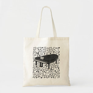 Tote Bag Grand Piano Notes musicales, professeur de musique