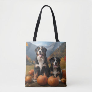 Tote Bag Grand Suisse Montagne Pup Automne Citrouille de pl