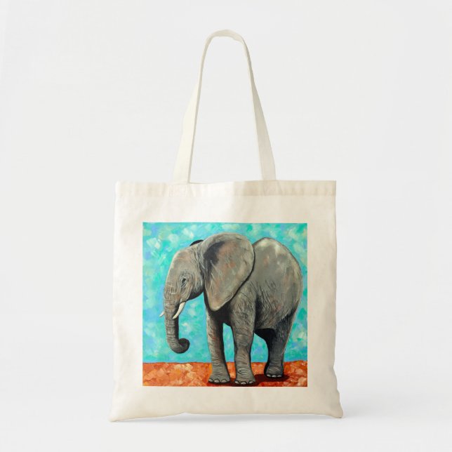 Tote Bag Grand tableau de bébé éléphant  (Devant)
