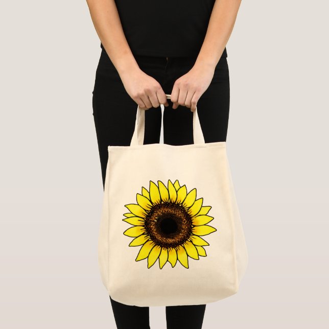 Tote Bag Grand tournesol jaune doré (Devant (produit))