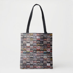 Tote Bag Grande collection de cassettes audio. Musique rétr