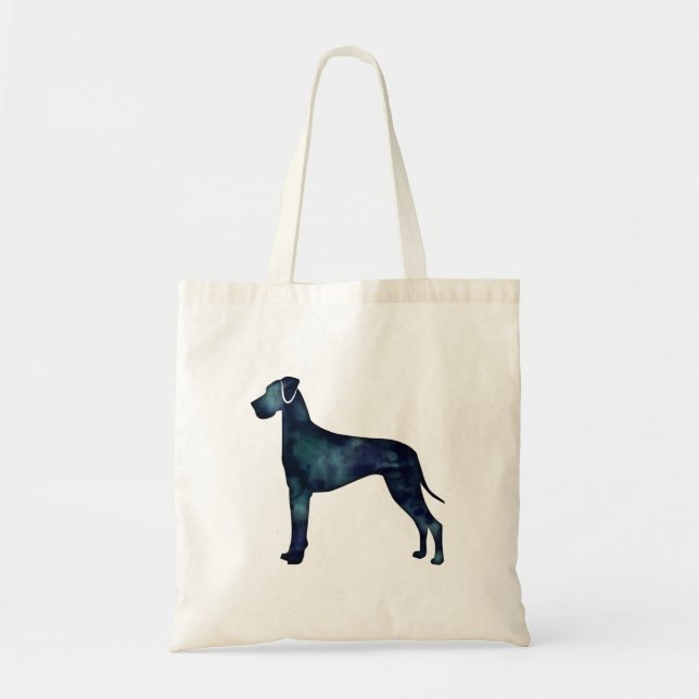 Tote Bag Grande Danse Chien noir Aquarelle Silhouette (Devant)