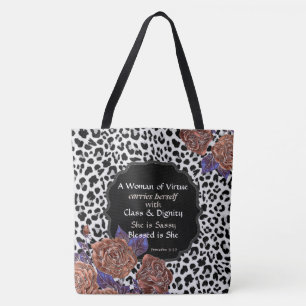 Tote Bag Grande femme Empreinte de léopard floral de la ve