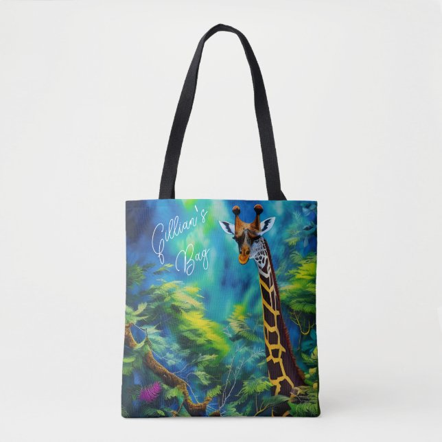 Tote Bag Grande Giraffe dans les arbres *Personnalisez* (Devant)