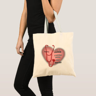 Tote Bag Grande infirmière à cœur rouge