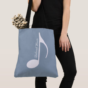 Tote Bag Grande note musicale personnalisée sur Dusty Blue