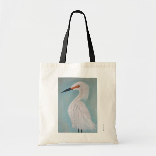 Tote Bag Grande peinture blanche de beaux-arts de héron (Devant)