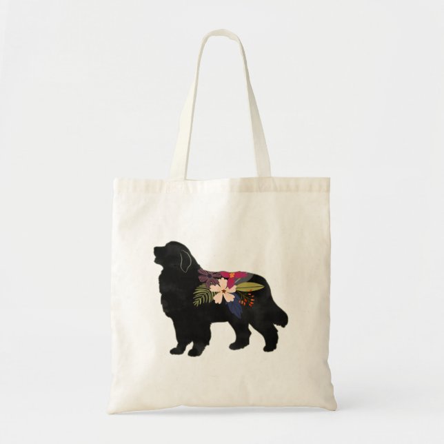 Tote Bag Grande Pyrénées Chien race Boho Floral Silhouette (Devant)