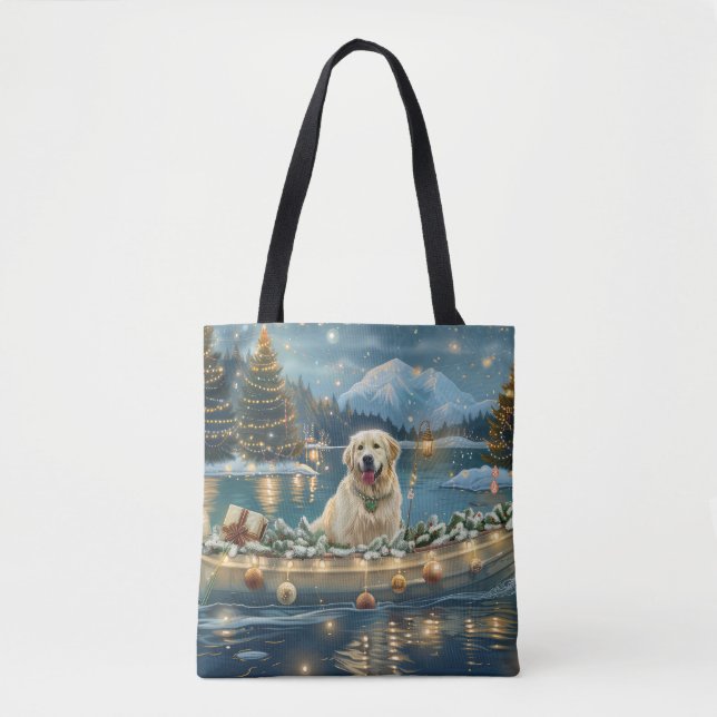 Tote Bag Grande Pyrénées Noël Festive Voyage (Devant)