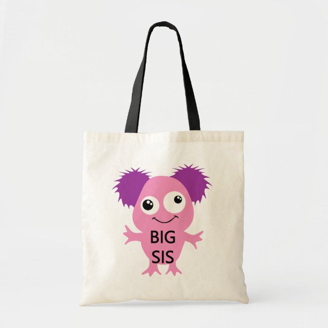 Tote Bag Grande soeur de monstre rose (Devant)