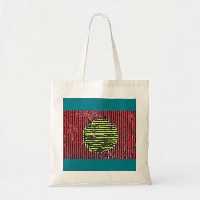 Tote Bag Grande Tache Jaune Soleil avec lignes rouges et no (Devant)