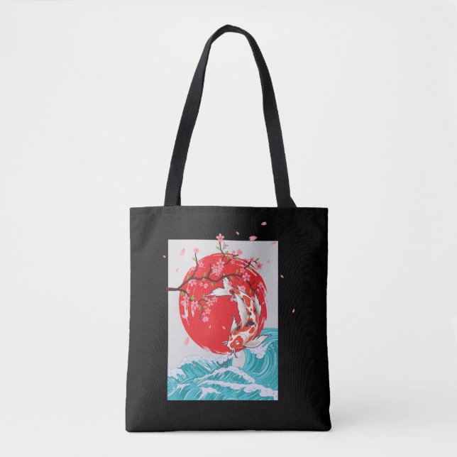 Tote Bag Grande vague au large de Kanagawa Japonais Poisson (Devant)