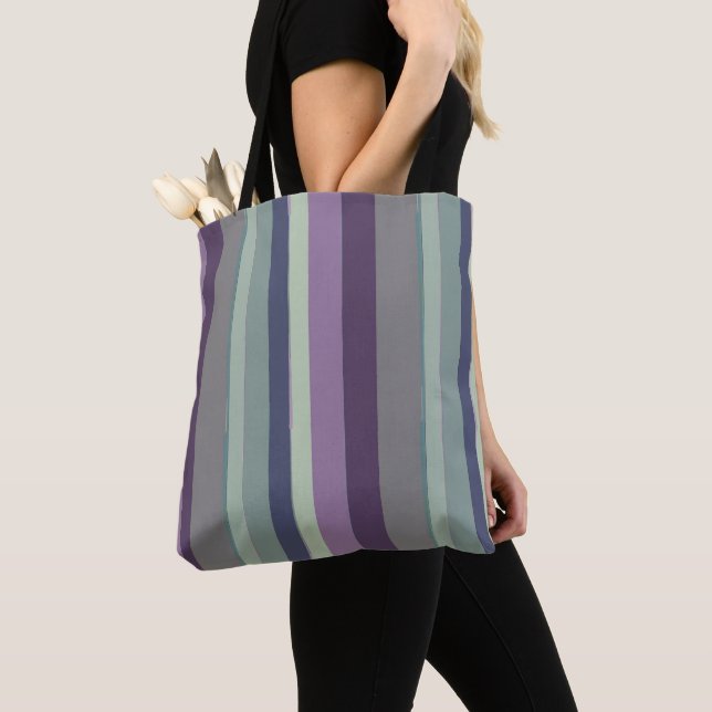 Tote Bag Grandes Abstraites violettes, bleues et vertes (De près)
