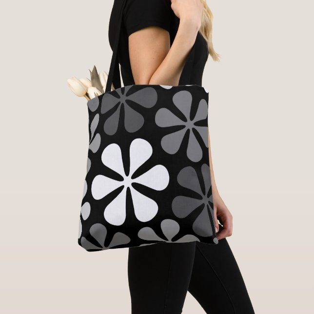 Tote Bag Grandes fleurs abstraites monochromes (De près)
