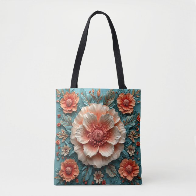 Tote Bag Grandes fleurs de corail (Devant)