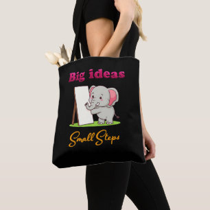 Tote Bag "Grandes idées, petits pas" éléphant rêves d'anima
