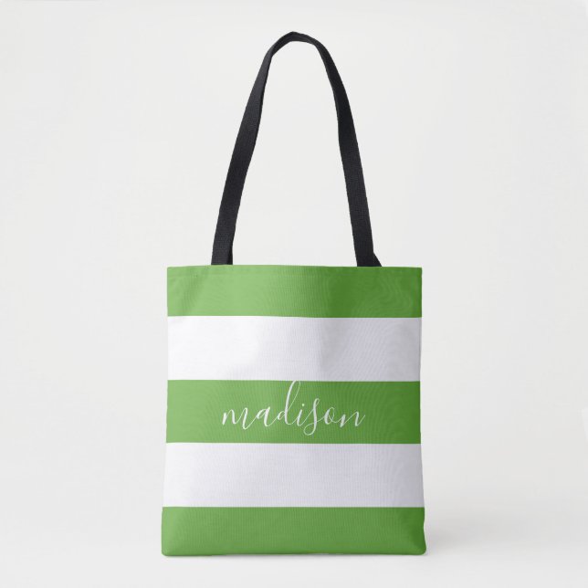 Tote Bag Grandes vertes et blanches de chaux avec typograph (Devant)
