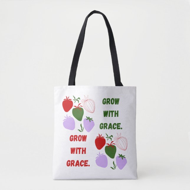 Tote Bag : 'Grandir avec grâce' Esthétique de fraise  (Devant)