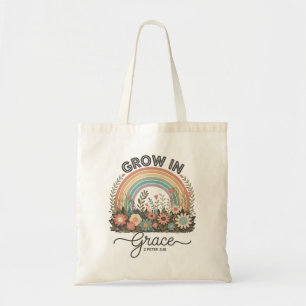 Tote Bag Grandir dans la Grâce Verset Biblique Chrétien Rét