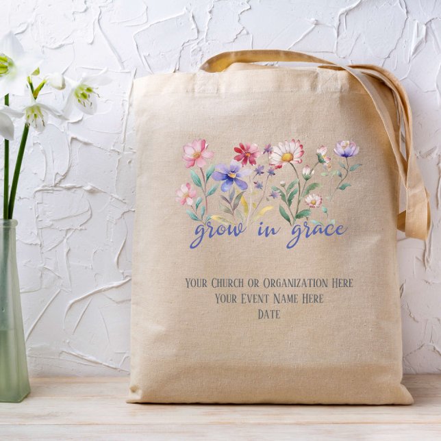 Tote Bag Grandir En Grace Bible Fleur sauvage Personnalisé (Créateur téléchargé)