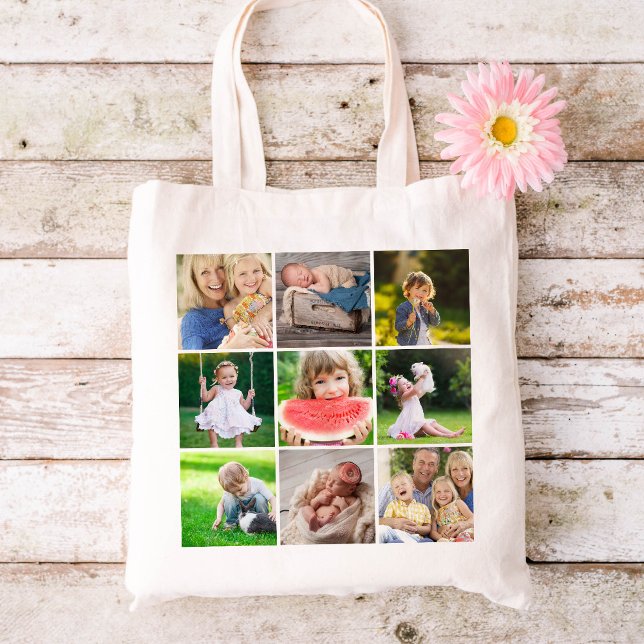 Tote Bag Grandkids 9 Carré Photo Instagram Collage (Créateur téléchargé)